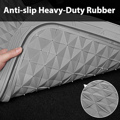 CAR PASS Heavy Duty Rubber Car Mats, Gray Deep Dish All-Weather Car Floor Mat Full Set Durable Anti-Slip 3D Rhombus Waterproof Trim Fit Liner Universal Fit Automotive,Sedan,SUV,Truck, 3 Pcs Light Gray - color: light gray