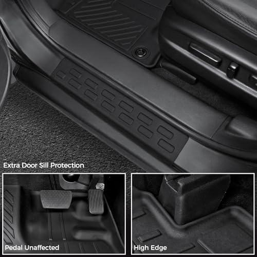 Floor Mats for Honda Pilot 2022-2016, All Weather Floor Mats Trunk Cargo Liner with Backrest Protectors and Door Sill Guards Accessories, Full Coverage Set for 8 Seats (Not Fit Elite Model) - style: For Honda Pilot | 2016-2022