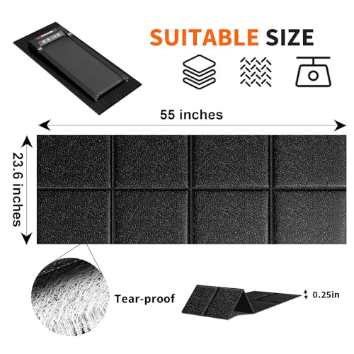 Stepwaver Walking Pad Mat for Carpet, Treadmill Mat for Hardwood Floors, High Density, 0.25" Thickness, Folable, Floor Protection for Bike, Elliptical, Treadmill - size: 55.2"L x 23.6"W x 0.3"Th