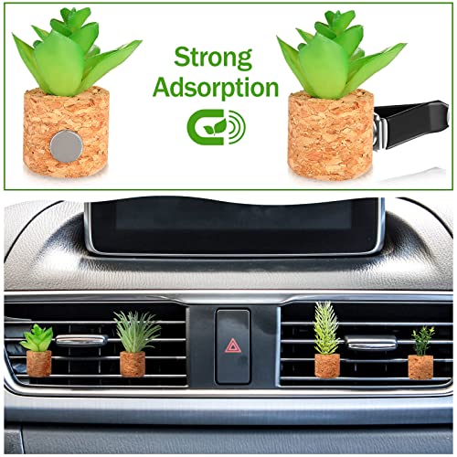 4 Pcs Succulent Air Vent Clip Car Accessories Cute Plant Green Decoration Boho Car Accessories Gift Air Freshener for Women Girl Man Father Mini Artificial Plant for Interior Clips Diffuser