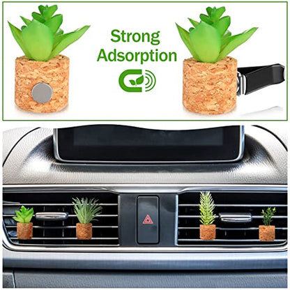 4 Pcs Succulent Air Vent Clip Car Accessories Cute Plant Green Decoration Boho Car Accessories Gift Air Freshener for Women Girl Man Father Mini Artificial Plant for Interior Clips Diffuser