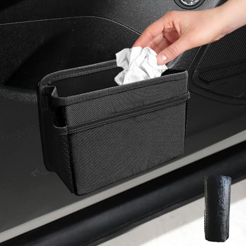 Car Trash Can, Car Organizer, Foldable Mini Vehicle Trash Bin Garbage Organizer Holder, Car Interior Accessories Oxford Cloth Foldable Car Trash Bin Hanging Universal for Most Cars - color: Black
