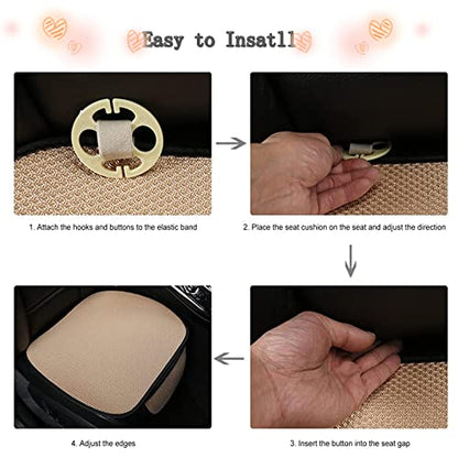 Cooling Car Seat Covers Summer Winter Front/Back Car Seat Protector, Ice Silk Cushion with Pocket Breathable Comfortable Cooling Driver Seat Cushion, Absorbing Sweat from Butt and Legs