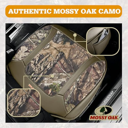 Mossy Oak Car Seat Cover, Luxury Faux Leather Front Bottom Seat Cushion Cover, Universal Anti-Slip with Wrap-Around Design and Storage Bags, Suitable for Most Vehicles - Beige Color 1 Piece - color: Beige