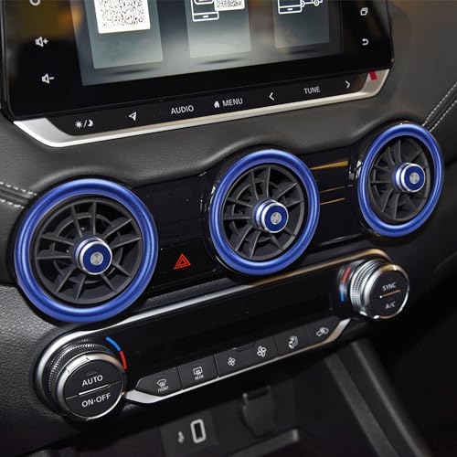 TOMALL 6pcs Aluminum AC Vent Outlet Ring Cover Compatible with Nissan 14th Gen Sentra 2020 2021 2022 2023 2024 2025 Air Conditioning Vent Trim Decoration Interior Accessories (Blue)