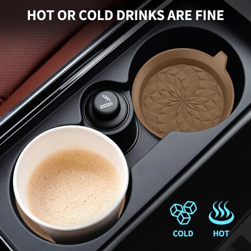 ME.FAN Car Cup Coasters [4 Pack] Silicone Cars Coasters - Universal Non-Slip Recessed Interior Accessories - Cup Holder Inserts Coffee - color: 4pack-coffee