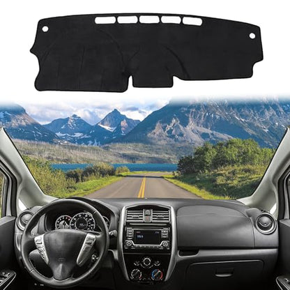 Dashboard Cover Suitable for Nissan Versa 2012 2013 2014 2015 2016 2017 2018 2019 Car Dashboard Cover Sun Visor Mat Non-Slip Polyester Dashboard Accessories (Black) - size: 2012-2019 For Nissan Versa