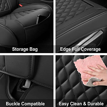 Car Seat Covers Front Pair,Universal Fit for Most Cars,SUV,Sedans and Pick-up Trucks,Automotive Faux Leather Vehicle Cushion Covers(Front Pair,Black) - color: Black, size: Front Pair