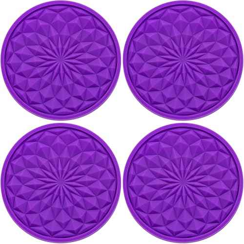 4 Pack Silicone Car Cup Holder Coaster – 2.75 Inch Non-Slip Drink Mat, Universal Fit for Most Vehicles – Cute & Functional Auto Accessories (Purple) - color: Purple, size: 4 pcs