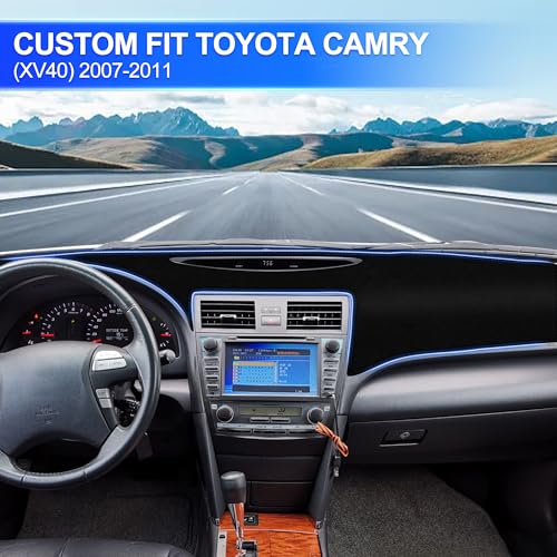 Leather Dashboard Cover Compatible with Toyota Camry XV40 2007-2011 – PU Leather Dash Mat, Easy Clean UV Protection, No Glare Interior Accessory