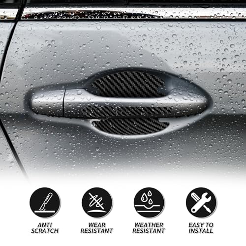 8PCS Carbon Fiber Car Door Handle Scratch Protectors, Universal Paint Guard Sticker for Door Handle Bowl, Fits Most Cars, Trucks, SUVs (Black)
