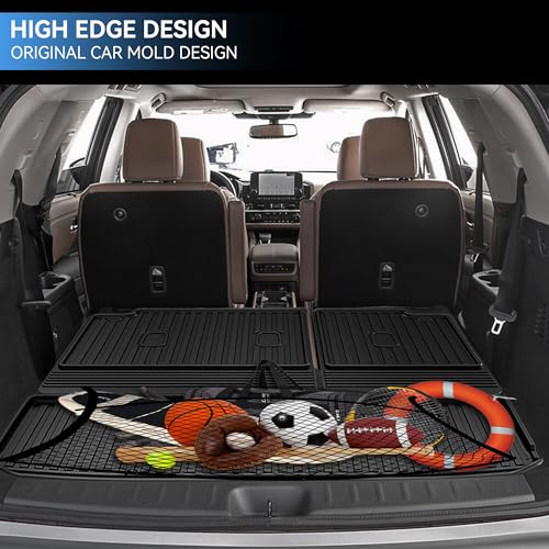 Cargo Mat & Backrest Mat Compatible with 2022-2026 Nissan Pathfinder Cargo Liner Trunk Mat TPE All Weather Back Seat Cover Protector 2024 Pathfinder Accessories (Trunk Liner + Backrest Mat) - style: 11) for Nissan Pathfinder 2022-2025 Cargo Liner & Seat B