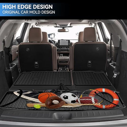Cargo Mat & Backrest Mat Compatible with 2022-2026 Nissan Pathfinder Cargo Liner Trunk Mat TPE All Weather Back Seat Cover Protector 2024 Pathfinder Accessories (Trunk Liner + Backrest Mat) - style: 11) for Nissan Pathfinder 2022-2025 Cargo Liner & Seat B