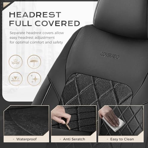 Coverado Car Seat Covers, Seat Covers Full Set, 5 Seats Automotive Seat Cover, Mesh Breathable Seat Protectors, Universal Fit for Most Cars - color: Black, size: FullSet