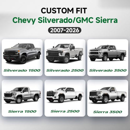GIANT PANDA 2PCS Front Car Seat Cover for 2007-2026 Chevy Silverado & GMC Sierra 1500 2500 3500 Crew Extended Double Cab Pickup,Custom Fit Chevy & GMC Truck Seat Protectors,Faux Leather (Grey) - color: Gray-Luxury Edition