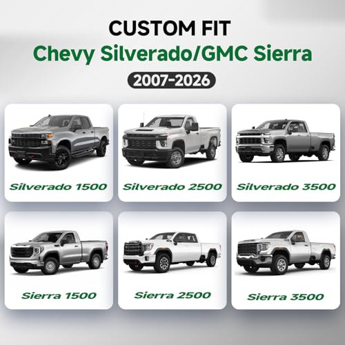 GIANT PANDA Front Seat Covers for Chevy Silverado & GMC Sierra 1500 2500 3500 2007-2026 Crew Extended Double Cab Pickup,Custom Fit Chevy & GMC Truck Seat Protectors,Faux Leather (Black+Gray) 2-Pack - color: Black&Gray-Classic Style