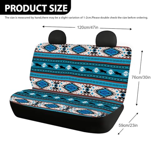 WELLFLYHOM Aztec Buffalo Rear Bench Seat Cover for Cars Truck SUV Universal Car Seat Covers Car Accessories Split Back Seat Backrest Protector Set of 2 Blue - color: Aztec Buffalo Blue