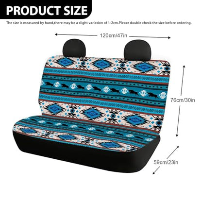 WELLFLYHOM Aztec Buffalo Rear Bench Seat Cover for Cars Truck SUV Universal Car Seat Covers Car Accessories Split Back Seat Backrest Protector Set of 2 Blue - color: Aztec Buffalo Blue