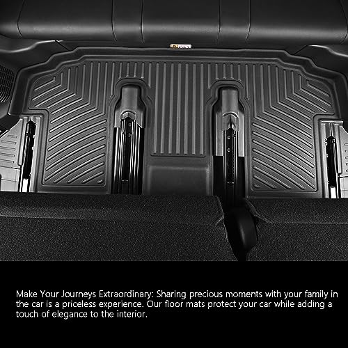 Floor Mats & Cargo Liner for 2017-2023 2024 2025 2026 Chrysler Pacifica(No Hybrid Models),1st & 2nd & 3rd Row with Trunk mat Full Set,TPE All Weather Car Mats - size: 2017-2026 Pacifica Full Set(Non Hybrid)