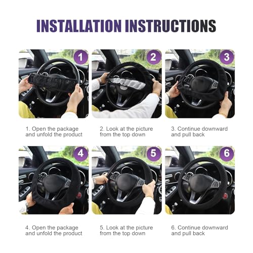Steering Wheel Cover, Ice Silk & Microfiber 3D Massage Mesh Car Steering Wheel Cover, Breathable Anti-Slip Easy Grip Wheel Protector 14.5"-15", Universal for Most Cars (Purple) - color: Purple