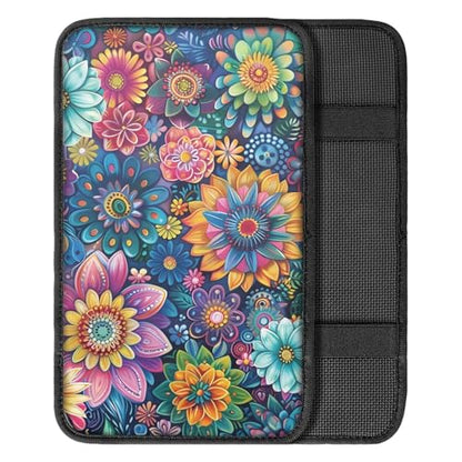 Boho Blossom Print Arm Rest Cover for Car Center Console Cushion Pad for SUV,Soft Armrest Pads - color: Boho Blossom