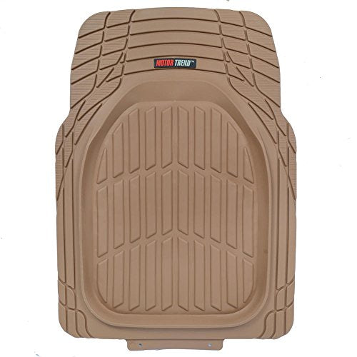 BDK Beige Heavy Duty Front & Rear Rubber Floor Mats Universal Liners for Car SUV Van & Truck, All Weather Protection with Anti-Slip Nibs, Fit Contours of Most Vehicles - color: 921-BG