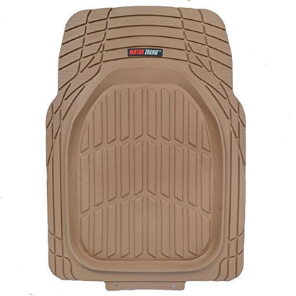 BDK Beige Heavy Duty Front & Rear Rubber Floor Mats Universal Liners for Car SUV Van & Truck, All Weather Protection with Anti-Slip Nibs, Fit Contours of Most Vehicles - color: 921-BG