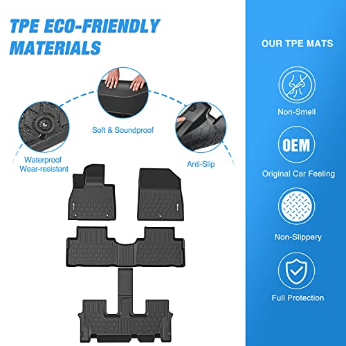 Nilight TPE Floor Mats for 2020 2021 2022 2023 2024 2025 Hyundai Palisade with Bucket Seats,All Weather Custom Fit Heavy Duty Floor Liners - color: 2020-2025 Hyundai Palisade