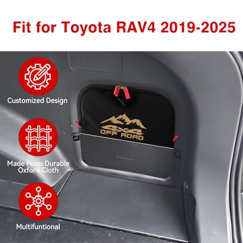 Trunk cubby storage bag Cargo side pocket compatible with Toyota RAV4 2019-2025 backpack organizer car trunk accessories (4x4Champagne Gold) - color: 4x4Champagne Gold