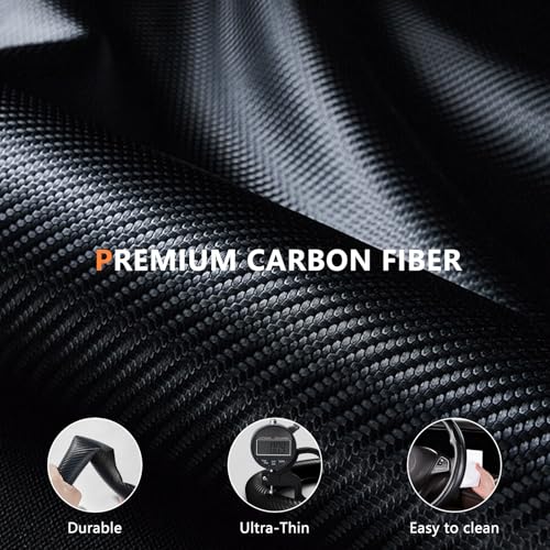 Aimato Carbon Fiber Steering Wheel Cover 2 Piece Non-Slip Clip on Steering Wheel Cover,Ultra-Thin Breathable,Universal Fit 14.5"-15" Wheel,Matte Black