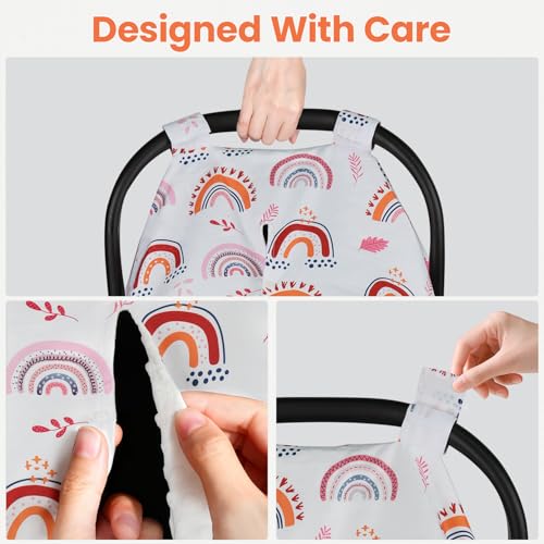 Car Seat Cover Baby, Carseat Covers Baby Girl, Winter Infant Car Seat Cover, Warm Minky Car Seat Canopy, Baby Carrier Cover with Peekaboo Opening, Multi Use Nursing Cover & Toddler Blanket