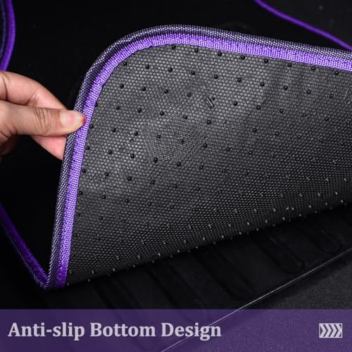 CAR PASS Embroidery Butterfly and Flower Car Floor Mats, Purple Car Floor Mats, Universal Fit 95% Automotive,SUVS,Sedan,Vans,for Women,Girly,Set of 4(Black with Purple) - color: Purple Butterfly and Flower