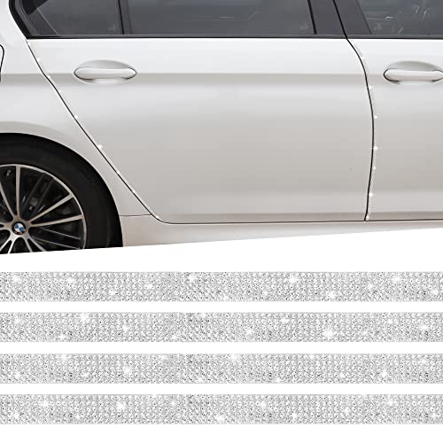 TOMALL Bling Car Door Guard Crash Bumper Crystal Anti-Scratch Strip Sticker Crystals Car Door Bumper Protector Accessory DIY for Interior and Exterior Decoration Styling Accessories White - color: white