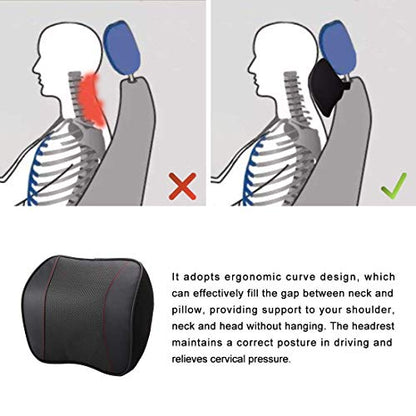 awave bloom Car Headrest,Car Seat Neck Rest Pillow,Comfort Headrest Cushion for Chair,100% Memory Foam Cervical Support,Leather Headrest for Driving,Relieve Neck Pain,Neck Supports for Car(Black)