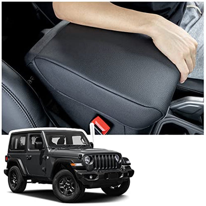 Center Console Armrest Cover Compatible with Jeep Wrangler JL/JLU 2018-2024 2025 2026 and Jeep Gladiator JT Truck 2020-2023 2024 2025 2026, Accessories PU Leather Cushion Protector Pad(Not for JK/JKU)