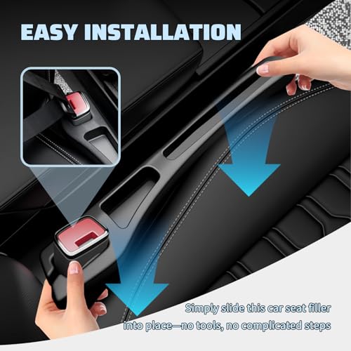2PCS Car Seat Gap Filler Organizer,Upgraded Car Side Seat Gap Fillers with Dual Slot Design,in Between Cars Seats Catcher Cars Accessories for Filling 1.3-1.4 Inch Gaps