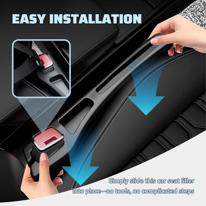 2PCS Car Seat Gap Filler Organizer,Upgraded Car Side Seat Gap Fillers with Dual Slot Design,in Between Cars Seats Catcher Cars Accessories for Filling 1.3-1.4 Inch Gaps