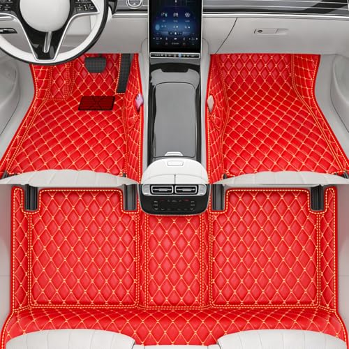 All-Weather car Floor mats, Anti-Slip Leather Floor mats Set, Suitable for 99% of Vehicle Models, Providing Comprehensive Protection for the car Carpet of Your Beloved car. (Red Rice) - color: Red rice