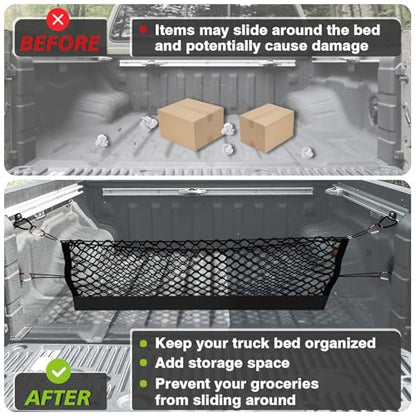 Truck Bed Cargo Net Compatible with Nissan Frontier 2022-2025 2026 Accessories, Pickup Truck Bed Cargo Organizer Storage Net with Heavy Duty Carabiners - style: 2022+ Frontier