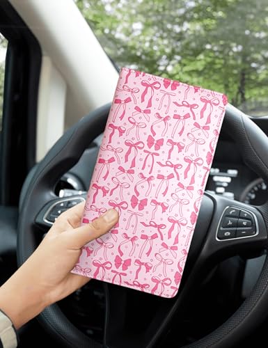 Mymazn Car Registration and Insurance Holder, PU Leather Glove Box Car Organizer with Magnetic Closure, Car Document Holder for Driver's License & Essential Documents (Pink) - color: Pink
