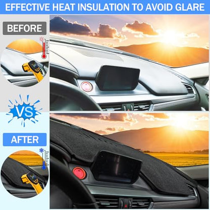 Dashboard Mat - Premium Polyester Fiber, Non-Slip Heat Resistant Dash Cover Protector (Compatible with Chevrolet Sail 3 Nueva Sail 2015-2019, Black+Red Edge) - color: Black+Red Edge