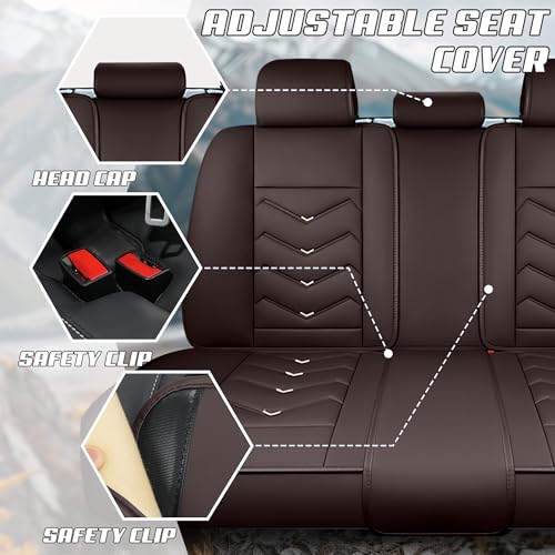 Car Seat Covers Fit for Honda 2000-2026, Stylish Sport Seat Covers, Waterproof Wear-Resistant Premium Nappa Leather Car Seat Covers.(Full Set with Pillow/Coffee Color)