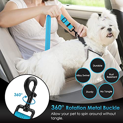 SlowTon Dog Seat Belt, Adjustable Dog Safety Belt Leash, 2 in 1 Latch Bar Attachment Dogs Car Seatbelt with Elastic Nylon Bungee Buffer, Reflective Nylon Belt Tether Connect to Dog Harness (Blue) - color: Blue