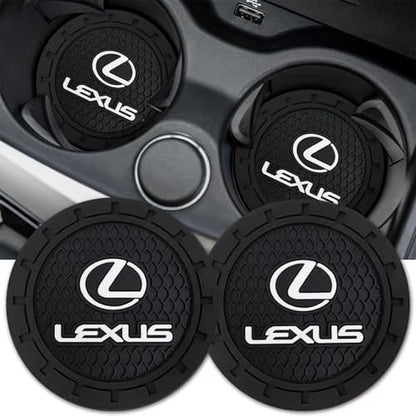 Car Cup Holder Coaster for Lexus Series Recessed Silicone Non Slip Car Interior Accessories Drink Car Coaster 2PC Black