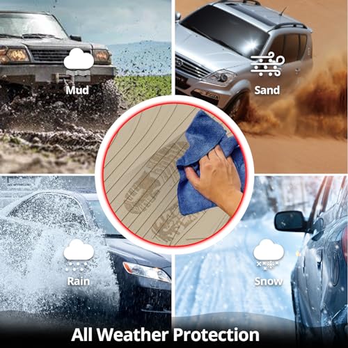 IKON MOTORSPORTS, Floor Mats Compatible with 2008-2012 Honda Accord Sedan 4Door, Latex Rubber Heavy Duty All Weather Season Car Auto Custom Fit Front Rear Carpets Liner 5PC Beige