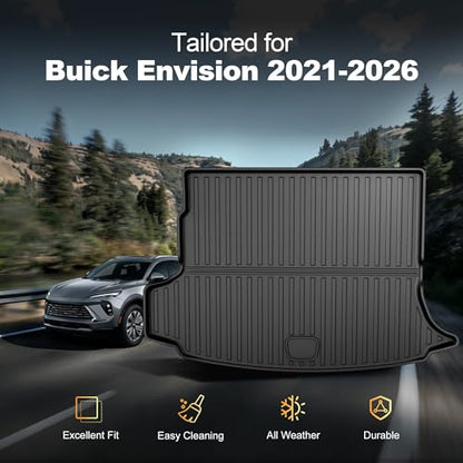 AOMSAZTO Cargo Liner Fit for Buick Envision 2021 2022 2023 2024 2025 2026 - Custom Fit TPE All Weather Cargo Mat Trunk Mat for Envision, Black - style: (3) 2021-2026 Envision | Cargo Mat