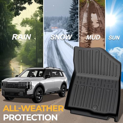 Floor Mats for Kia Telluride 2027, All Weather Floor Mats Trunk Cargo Liner with Backrest Protectors Accessories, Full Coverage Set (Fit 7 Sests) - size: For Kia Telluride | 2027