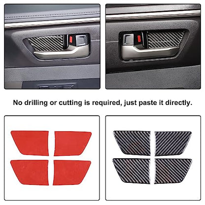 Toyota Tundra/Sequoia 2022-2024 Non-Marking Car Door Bowl Protector - Real Carbon Fiber 3D Sticker, Scratch Protective Film - size: Inner Door Handle Bowl Sticker