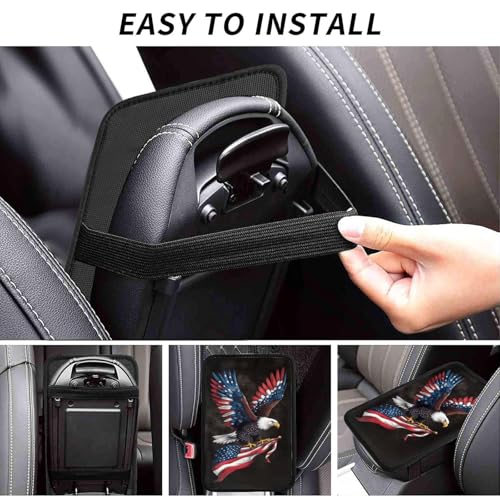 Universal Car Center Console Cushion Pad, Eagle Flag Soft Waterproof Car Center Console Cover Auto Armrest Seat Box Cover Protector for Most Vehicle SUV Truck Car - color: Eagle Flag