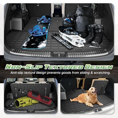 Cartist Cargo Mat & Backrest Mat Fits for Kia Telluride 2020 2021 2022 2023 2024 2025 (7/8 Passenger) All Weather TPE Trunk mat for Telluride Car Accessories for Telluride 2020-2025 - size: 4)Kia Telluride (7/8 Seats)【20-25】